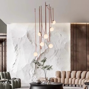 Luminaire suspendu long et créatif E27 LED avec interrupteur pour salon, hall d'hôtel, éclairage d'escalier - Product Image 1