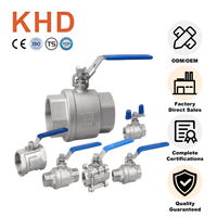 Válvula de Bola Manual de Acero Inoxidable KHD Personalizable de 1'' de Alta Temperatura, Válvula de Control Roscada de 2 Piezas para Agua en General