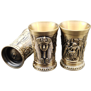 كؤوس شوت برونزية صغيرة على شكل رصاصة بتصميم مصري قديم للبيع بالجملة، أكواب إبداعية مخصصة للبار بفوهة واحدة - Product Image 6