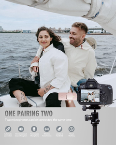 Microphone cravate sans fil 3-en-1 K15 (Rose) avec connecteur Type-C, construction métallique pour iPhone/iPad/Android, caméra, vidéo, podcast, vlog - Product Image 6