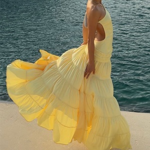 Vestido Maxi sin Mangas para Mujer, Sexy, con Espalda Descubierta, de Alta Calidad, Elegante, con Volantes, Ajustado al Cuerpo - Product Image 1