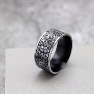 yunnique Retro Stainless Steel Men's <b>Ring</b> Cross Design Exorcist Style Gift Jewelry - Product Image 4
