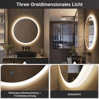 Miroir mural LED rétroéclairé sans cadre personnalisé, style moderne, avec anti-buée, lampe tactile intelligente, idéal pour salon, salle de sport, hôtel, éclairage intégré