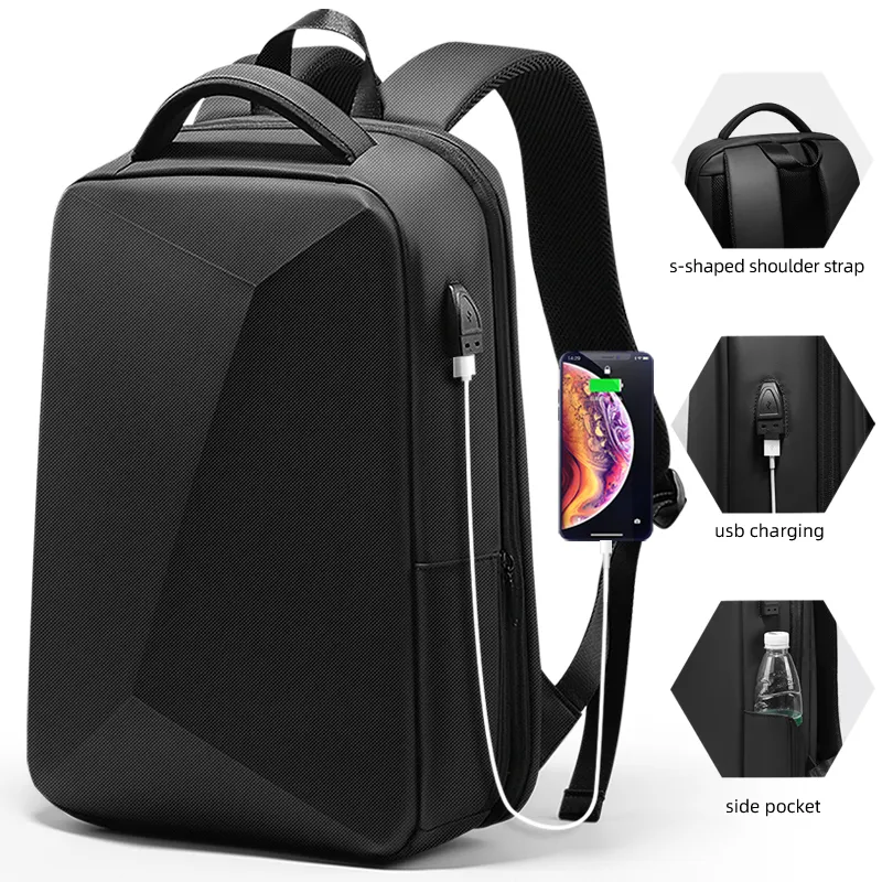 FENRUIEN-mochila impermeable para ordenador portátil para hombre, bolsa de 2023 pulgadas, carcasa dura, a la moda, para exteriores, con Usb, almacén de EE. UU., 15,6