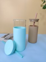 Manchon de protection 2026 sans BPA pour gobelet à eau, bouteille en verre personnalisée, verre à boire, best-seller, couvercles et pailles