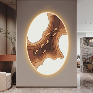 Mural ovalado estéreo 3D personalizable, lámpara LED de lujo, pintura de paisaje de nueve peces, lienzo moderno, imagen de entrada Simple <span class=keywords><strong>al</strong></span> óleo - Product Image 3