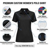 Chemise de golf à manches courtes pour femmes, respirante, tricotée, séchage rapide, col en V, UPF 50+, col chemise, tennis, sport