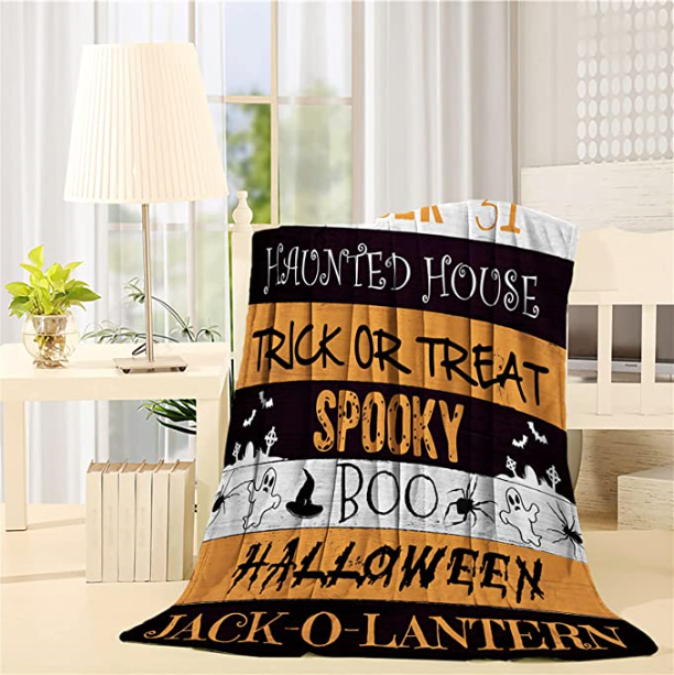 Halloween Throw Blanket Haunted House Trick or Treat Soft Warm Cozy Flannel Fleece Blanket for Couch Bed Sofa All Season