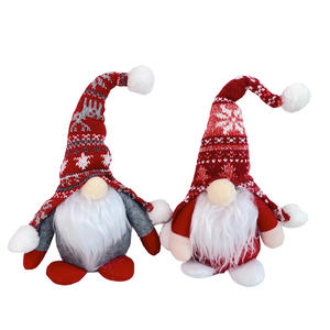 Mignon Noël À La Mode Rudolf Adorable Tricoté Chapeau Gnome Ornements En Peluche pour La Fête De La Famille - Product Image 1
