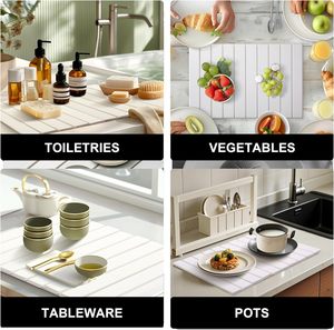 Grand tapis de séchage de vaisselle en pierre, séchage rapide, pliable, pour comptoir de cuisine - Product Image 6