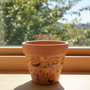 Vaso in Ceramica con Motivo Zucca <span class=keywords><strong>di</strong></span> Halloween, Fioriera in Terracotta per <span class=keywords><strong>Piante</strong></span> da Interno ed Esterno, Giardino e Balcone - Product Image 1