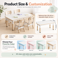 Ensemble table et chaise pour enfants réglables en hauteur avec surface d'écriture pour la garderie, la salle de classe, l'étude, le dessin et les jeux
