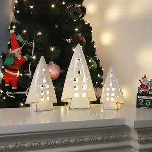 Regali per feste in porcellana di Natale fatti a mano a batteria in ceramica smaltata bianca