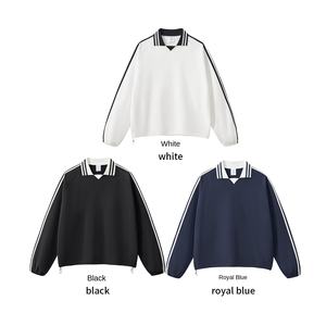 Pour la marque personnalisée 380G lourd 100% coton tissé Style académie hommes vêtements rayés coupe ample conception personnalisable pour la saison d'automne - Product Image 2