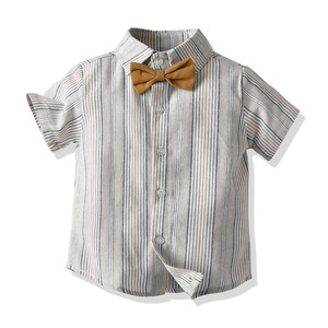 Ensemble de tenue de gentleman formel pour bébés garçons, <span class=keywords><strong>chemise</strong></span> <span class=keywords><strong>avec</strong></span> nœud <span class=keywords><strong>papillon</strong></span> et short à bretelles d'été, pour mariage, fête et anniversaire - Product Image 4