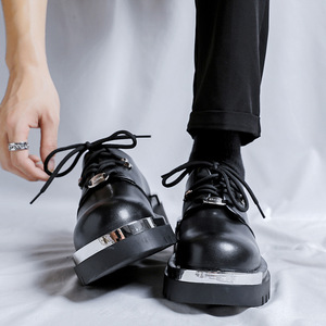 <span class=keywords><strong>Chaussures</strong></span> Derby Luxueuses pour Couples Confortables à Bout Épais Rehaussantes Antidérapantes Polyvalentes pour Travail Formel en Cuir de Vachette PU - Product Image 4
