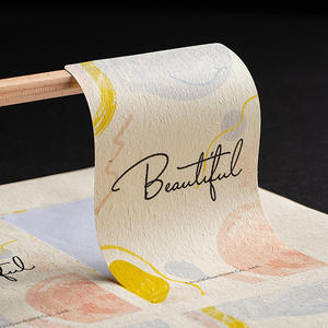 Autocollant en papier blanc avec logo personnalisé, papier texturé <span class=keywords><strong>de</strong></span> luxe, impression à l'<span class=keywords><strong>encre</strong></span> <span class=keywords><strong>noire</strong></span>, étiquette rectangulaire personnalisée, faible MOQ, vente en gros d'usine - Product Image 4