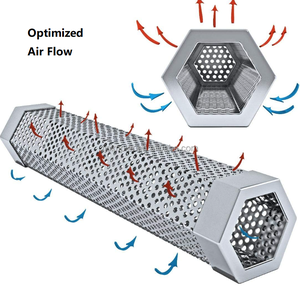 Portabel 12in Stainless Steel Pellet pengasap tabung panas/dingin 5-jam BBQ merokok EN 300 seri mengepul asap las BBQ merokok - Product Image 2