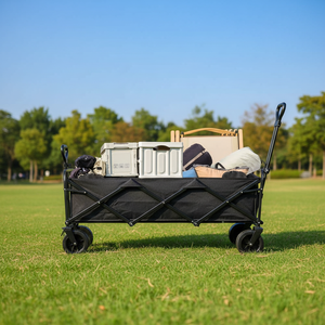 Chariot de camping grande capacité de 1,3 mètre, chariot de marché nocturne, chariot pliable d'extérieur, chariot de pique-nique, remorque, double freinage à roulements - Product Image 1