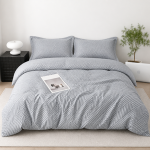 Poland Stock Monochrome Chevron <b>Bedding</b> <b>Set</b> Grey White Woven Duvet Cover for EU Dropshipping 3pcs - Product Image 1