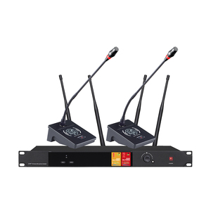 Sistema de Micrófono Inalámbrico UHF de Cuello de Cisne, 2 Canales, 4 Antenas, para Conferencias, Actuaciones en Vivo, Dinámico, Cardioide, Conector XLR - Product Image 3
