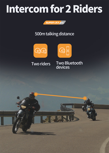 หมวกกันน็อครถจักรยานยนต์ชุดหูฟัง LX3มืออาชีพสำหรับ2ผู้ขับขี่500เมตรอินเตอร์คอม - Product Image 4