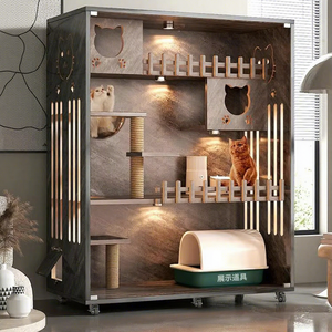 Modern klasik katı ahşap dayanıklı kedi kafesi lüks nefes kapalı Pet Villa - Product Image 1