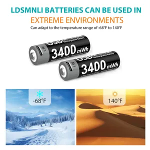 LDSMNLI中国3400mwh1.5v家庭用USBAA充電式リチウムイオン電池