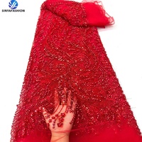 Nouvelles Perles Africaines de Mariage Broderie Dentelle Luxe Perles et Paillettes pour Robe de Mariée et de Soirée