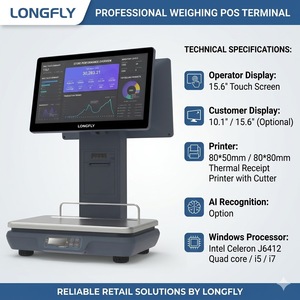 Longfly เครื่องชั่ง POS ระบบสัมผัสหน้าจอคู่ตาชั่งชั่งพร้อม J1900จดจำผลิตภัณฑ์อัตโนมัติ - Product Image 3