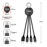 Set hadiah promosi Logo kustom-Gantungan Kunci kepang nilon Multi guna pengisi Logo LED 3 dalam 1 USB tipe-c komputer mikro cepat
