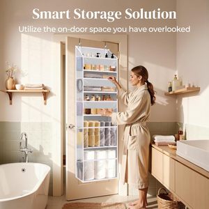 Over The Door Organizer 5 Tier With Mesh Pockets Hanging Storage For Bathroom Bedroom Closet Towels Shirts Shoes - Product Image 3