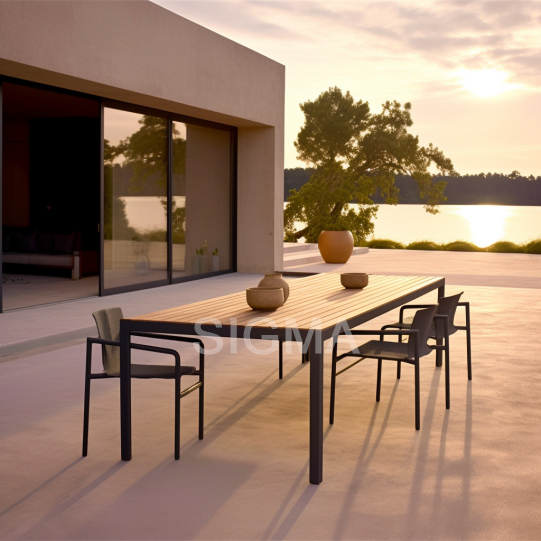 Sigma Aluminum Outdoor Table And Chair Waterproof Patio Outdoor Garden Furniture Aluminum Table
