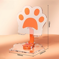 Support de téléphone en forme de patte de chat mignon, en acrylique haute transparence, pliable, rotatif à 360°, réglable, pour iPhone, vente en gros d'usine, pour la maison
