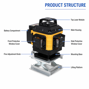 Nivel Láser DERUIDA para Marcado de Paredes y Pisos, Trabajo de Construcción Profesional, Nivel Láser de Haz Verde Autonivelante de 360° - Product Image 3