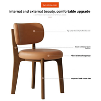 Chaises de salle à manger en bois massif de style nordique moderne minimaliste avec dossier en cuir PU, meubles design pour hôtel, maison, salon, salle à manger