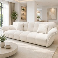Nouvel Arrivage Canapé pour Salon, avec Support Cervical, Accoudoirs Courbes en Forme de Nuage, Rembourrage Textile Moelleux et Confortable, pour Condominium