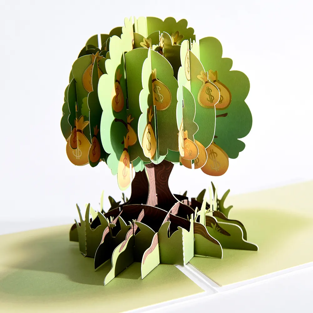 Albero dei desideri albero della fortuna di alta qualità fatto a mano migliori auguri Pop Up biglietto di auguri eco-friendly 3D Pop Up regalo Ca