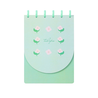 Cuaderno A5 Minimalista con Estampado de Tulipanes, Cubierta de Cartulina Blanca de Dos Capas, Encuadernación con Discos, Hojas Sueltas, 60 Hojas, Regalo