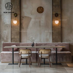 Premium Moderne Commercial Pierre Frittée Table Carrée Rotin Chaise <span class=keywords><strong>Velours</strong></span> Long Banc Cabine Sièges Café Restaurant Ensemble de Meubles - Product Image 5