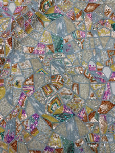 <span class=keywords><strong>Ancho</strong></span> <span class=keywords><strong>130</strong></span> cm Poliéster Lentejuelas coloridas Bordado geométrico Tela de malla Tela de encaje de tul pesado para vestido de novia Cheongsam - Product Image 3