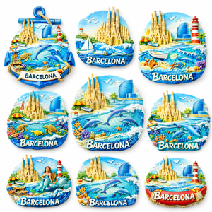 Aimant de réfrigérateur en résine 3D personnalisé par sublimation, souvenir touristique de <span class=keywords><strong>Barcelone</strong></span>, cadeau OEM bienvenu - Product Image 4