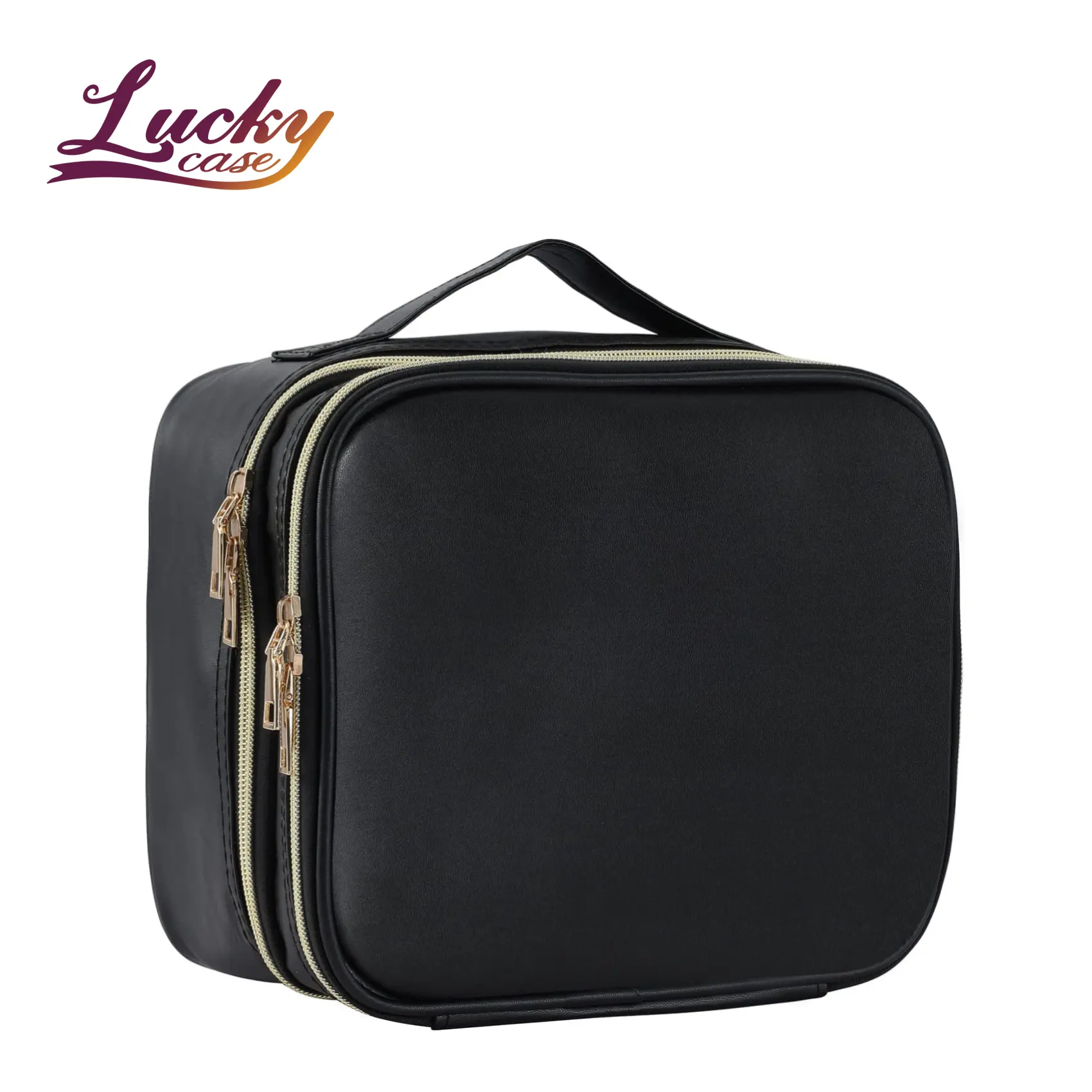 PU-Leder Double Layer Makeup Case mit Trennwänden Makeup Organizer Bag Kosmetik Train Case für Travel Makeup Brushes Paletten