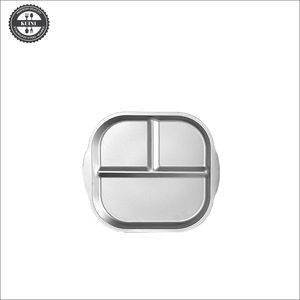 <span class=keywords><strong>Assiette</strong></span> pour enfants en acier inoxydable incassable à 3 compartiments, polie, divisée, pour le contrôle alimentaire, design de dessin animé pour une alimentation équilibrée - Product Image 3
