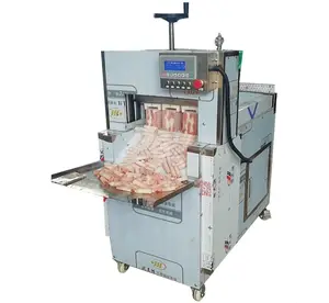 Digital control frozen meat slicer fresh cutter bacon ham slicing lamb beef slice making machine with conveyor belt cutting
