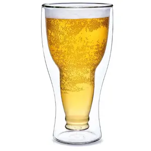 Benutzer definiertes Logo Doppelwandige Glass chale Logo-Druck Benutzer definierte Biergläser Lieferant