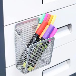 Porte-crayons magnétique en maille métallique, porte-stylos en acier inoxydable avec aimants, panier de rangement pour tableau blanc, argent - Product Image 6