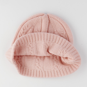 Bonnets d'hiver personnalisés en tricot chaud pour bébé nouveau-né 100% <span class=keywords><strong>Bonnet</strong></span> en <span class=keywords><strong>laine</strong></span> mérinos avec pompon en fourrure - Product Image 4