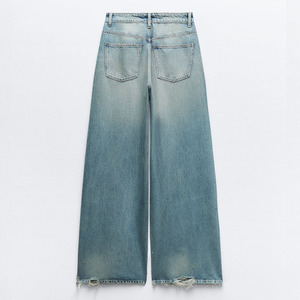 <span class=keywords><strong>Jeans</strong></span> da Donna Stile Boyfriend Vintage Hip Hop Sexy, Lavaggio Blu Effetto Usurato, <span class=keywords><strong>Vita</strong></span> <span class=keywords><strong>Bassa</strong></span>, Gamba Super Larga, Modello Baggy, Produzione OEM all'Ingrosso - Product Image 4
