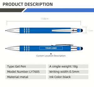 Custom Logo High-End Metal Promotional Gel <b>Pen</b> with 0.5mm Tip and Touch Function for Business - Product Image 2
